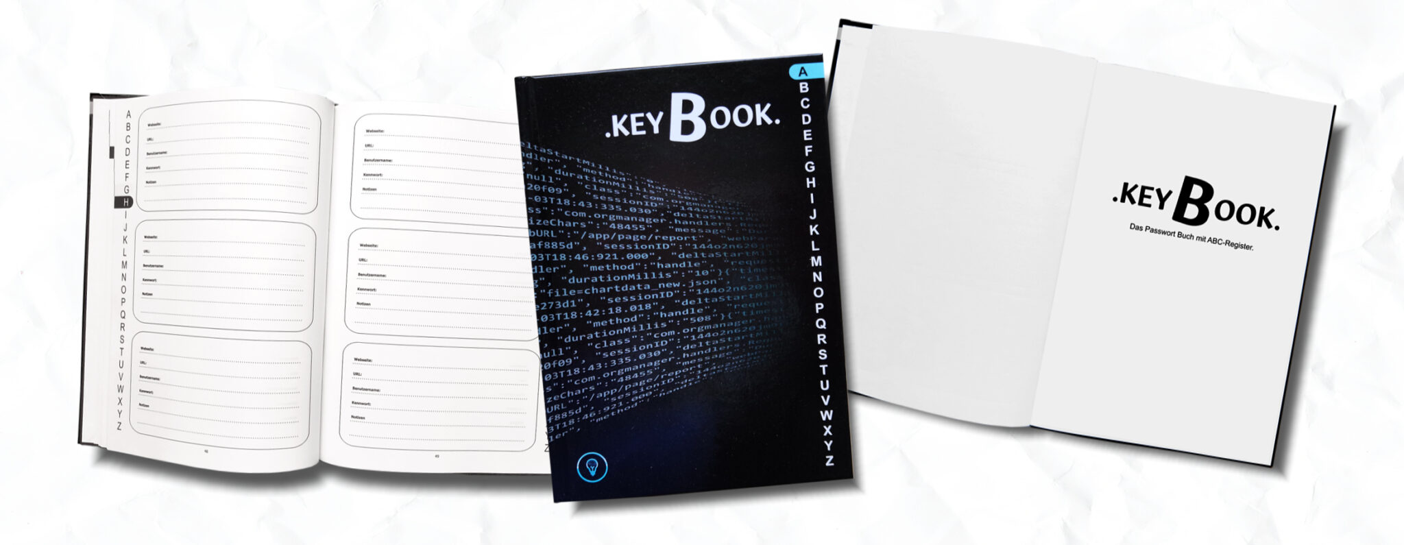 KeyBook - Passwortbuch mit ABC-Register, Passwörter und Kennwörter verwalten und organisieren, Unhackbarer Aufbewahrungsort für Ihre Passwörter